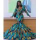 African Women Clothing Plus Size, African Prom Dress, Ankara Wedding Mermaid Dress, African Long Sleeve Dress, Dashiki Dress For Women