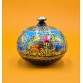 Hand-Painted Lacquered Paper Mache Trinket Box. Paper Powder Box Jewellery Gift