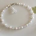 Crystal & Pearl Wedding Bracelet Silver Dainty Clear Or Ab Crystal Bridal Preciosa Jewellery Bridesmaid Gift