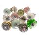 Door Knobs in Ceramic & Glass With Hand Painted Cupboard Shabby Chic Style - Set Of 12