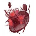 Caprilite Burgundy & Coral Sinamay Disc Saucer Fascinator Hat For Women Weddings Headband