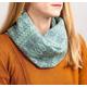 Soft Knitted Snood, Green Cowl Neck Scarf, Grey Infinity Gift For Girlfriend, Wool Gifts, Womens Scarves