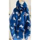 Ladies Scarf With Pug Design On Navy Blue, Bn, Gift, Present, Birthday