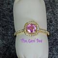 14K Solid Yellow Gold Natural Pink Sapphire Cushion Shape Diamond Ring Size 6.5