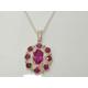 Luxury Ladies Solid English 9K 375 White Gold Natural Ruby Contemporary Unique Victorian Floral Small Pendant Necklace - Made in England