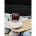 Garnet Ring, Silver Ring. Big Square Ring Wine Red Garnet, Gemstone , Large , Men Ring, Bezel Setting, Unisex