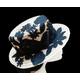 Natural Straw Boater Hat With Black Lace Flowers, Women's Hats