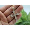 10K Gold Baguette Cut Cross Pendant For Necklace Chain Religious Christian