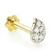 14Ct Gold Teardrop Diamond Cartilage Stud - Internally Threaded Labret Yellow Tragus Helix Flat Back Internal Thread