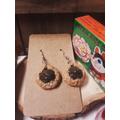 Kawaii Thumb Print Earrings~Peanut Butter Kiss| Cookie|Food|Cute|Polymer Clay|Handmade|Biscuit|Blossom|statement Jewelry