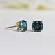 London Blue Topaz Stud Earrings - 6mm Round Gold 9Ct Yellow D53