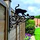 Cat With Ball Ornamental Hanging Bracket - Contemporary Basket Wall Mounted Decorative Garden Black