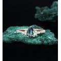 Pear Shaped Teal Sapphire Engagement Ring Antique Rose Gold Diamond Unique Vintage Women Moissanite Art Deco Cluster Anniversary Promise