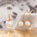 White Pearl Pendant Necklace & Earring Set in 18 Carat Gold Vermeil, 30Th Wedding Anniversary Gift For Her