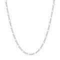 1.28mm Concave Figaro Chain Necklace Real 14K White Gold