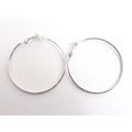 Clip-On Earrings Large Clip Hoop Silver Tone 3.5 Inch Simple Thin