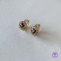 Gold-Filled Earrings With Round Ruby Red Cubic Zirconia Main Stone & 10 White Topaz