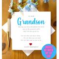 Grandson Birthday Card, Grandson Poem, Adult Card For Grandson, Birthday. Tlc0019