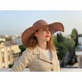 Light Brown Summer Hat, Wide Brim Hat For Women, Straw Ladies Panama Natural Israel, Elegant Sun