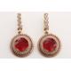 Turkish Handmade Jewelry Round Shape Ruby & Cut Topaz 925 Sterling Silver Dangle/Drop Earrings