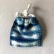 Handmade Blue & White Shibori Homespun Treasure Bag With Drawstring Closure. Vintage Japanese Indigo. Cotton Weave. One Of A Kind