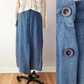 Size Xs/ S 1980S Solid Blue Maxi Skirt With Button Front/80S Sky Vintage - Cornflower Size Small