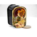 Box Art Nouveau/style Miniature Copy Alphons Mucha Feather For Home Decor Hand Painted/Collectible Piece/Oil Paint/Gold Leaf