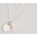 sterling Silver Heart & Pearl Necklace With Free Personalised Engraving, Includes Gift Box & Shipping