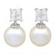 Vintage Cultured Pearl & 0.40Ct Diamond, 18Ct White Gold Stud Earrings Circa 1990