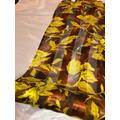 Brown Soft Floral Satin Stripe Chiffon Fabric..45