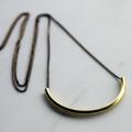 Gold Half Circle Modern Necklace, Rose Gold Necklace, Crescent Moon Tube Clean Modernist Everyday Necklace