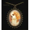 Dog Portrait Necklace, Retro Dog Necklace, I Love My Cavalier King Charles Spanies Vintage Style Long Chain Necklace