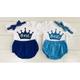 Luxury Boys First 1st Birthday Cake Smash Outfit Set Top Vest Blue Bow Tie Prop