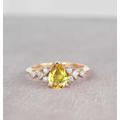 1.51Ct Pear Yellow Sapphire Engagement Ring | Bridal Anniversary Princess Cut Diamond Fitted Rose Gold For Her