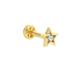 Single Stone Star 14K Gold Tragus Piercing, Cartilage Earring Bar Stud Rose Silver Internally Threaded