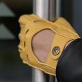 Women's Fingerless Gloves - Gold Deerskin Leather