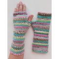 Women Fingerless Gloves Mittens Long Arm Warmers Wrist Multicolored Knitted Vegan Ready To Ship