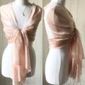 Blush Silk Lurex Sheen Wrap Shawl Scarf//Beige Weddings 100% Pashmina /Races Gift Idea