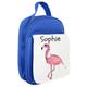 Personalised Flamingo Childrens Lunch Bag, Box, Insulated, Cool School Kids Pink, Blue, Red