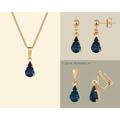 Montana Blue Swarovski Crystal Teardrop Jewellery Set - Necklace, Jewellery, Gemstone, Birthstone, Crystals, Matching Jewelry, Studs