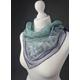 Green & Blue Hand Painted Abstract Silk Scarf, Pocket Square Chiffon Scarf