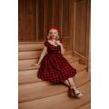 Lily Off Shoulder Swing Dress in Red Tartan