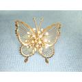 Vintage Monet Butterfly Rhinestone Brooch 1980's Gold Plated With Swarovski Crystals Lovely Condition Wedding Gift Keepsake