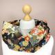 Wide Infinity Scarf/Snood - Japanese Floral Fan Pattern Cotton Satin Slub Autumn Winter Gifts For Her