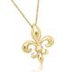 Fleur De Lis Necklace, Yellow Gold Pendant, Flowers Of The Lily Cable Chain Lobster Clasp Floral Necklace