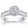 Custom Pave & Channel Diamond Engagement Ring 0.66 Total Carats G-Vs2 With 1 Carat Round White Sapphire Center in Platinum For Women
