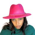 Hot Pink Fedora Hat For Women, Cool Cotton Polyester Suse Beach Festival Holiday, Wide Brim Sun Protection, Stylish Classic Boho Cowboy