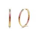 Rainbow Sapphire Hoops Earrings in 14K 18K Gold, Natural Multi Rainbow Ombre Hoops, Ready To Ship Gift