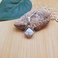 Small Square White Buffalo Turquoise Necklace Pendant With Silver Box Chain 18