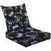 2-Piece Deep Seating Cushion Set pink grey flowers brown leaves bunches navy Outdoor Chair Solid Rectangle Patio Cushion Set